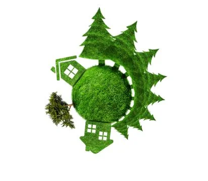 Planet with fir trees Stock Illustration