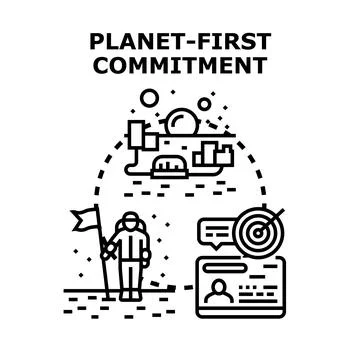 Planet first commitment to space exploration and future goals Illustrazione stock