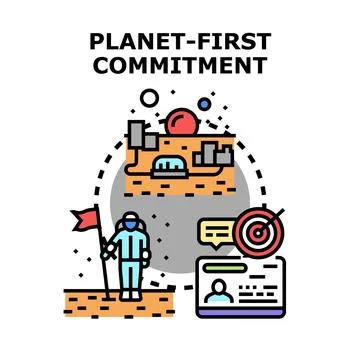 Planet first commitment to space exploration and future goals Illustrazione stock
