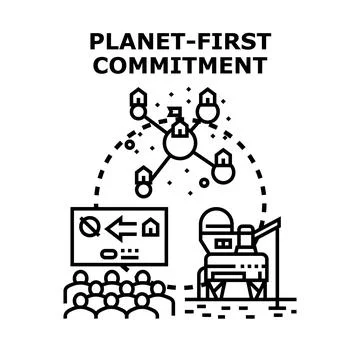 Planet first commitment vector concept illustration Stock Illustration