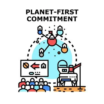 Planet first commitment vector concept illustration Stock Illustration