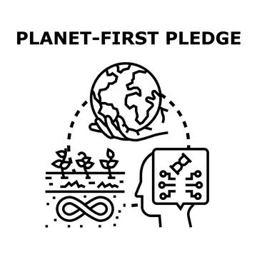 Planet first pledge for sustainable future development Stock Illustration