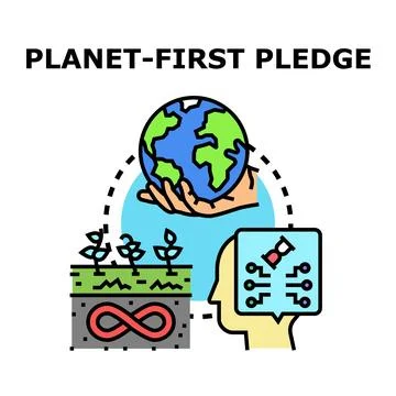 Planet first pledge for sustainable future development Stock Illustration
