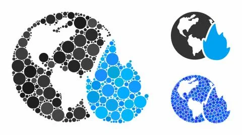 Planet flame Composition Icon of Circle Dots Stock Illustration