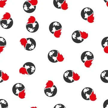 Planet Flame Flat Vector Seamless Pattern Illustrazione stock