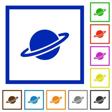 Planet flat framed icons Stock Illustration
