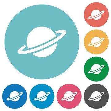 Planet flat round icons Stock Illustration