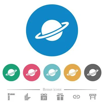Planet flat round icons Stock Illustration