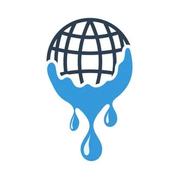 Planet With Flowing Down Water Icon Stock Illustration