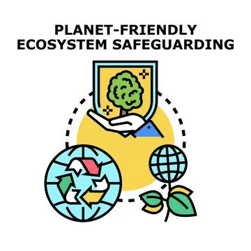 Planet friendly ecosystem safeguarding and global protection Stock Illustration