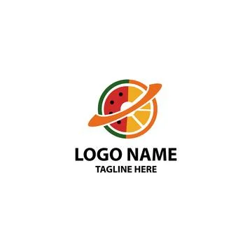 Planet fruit logo design vector Иллюстрация