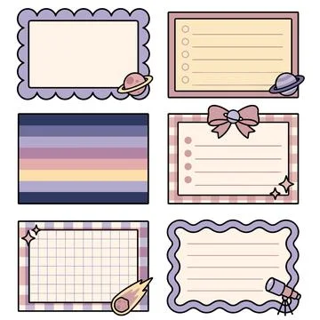 Planet Galaxy Cosmos Sticky Note Bundle Stock Illustration