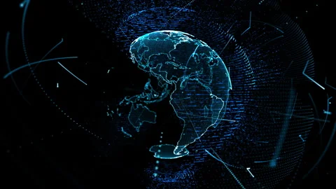 Planet geometric future perspective abstract digital network Stock Footage 301898718
