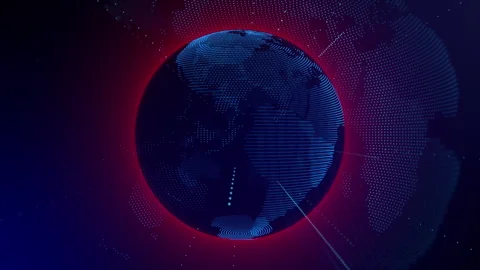 Planet geometric future perspective abstract digital network Video stock 301899337