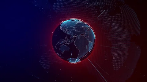Planet geometric future perspective abstract digital network Stock Footage 301899378