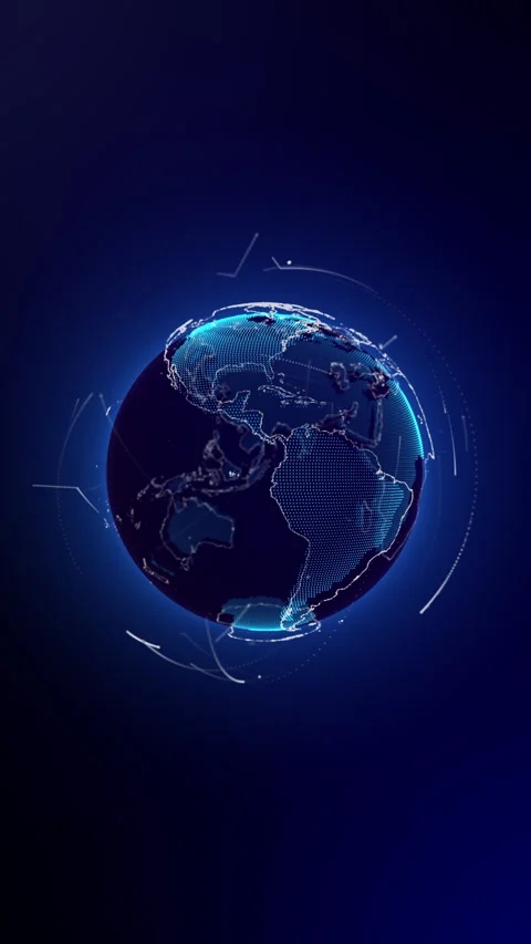 Planet geometric future perspective abstract digital network Video stock 301899548