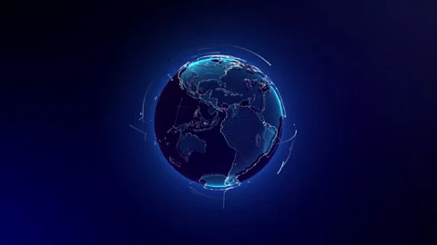 Planet geometric future perspective abstract digital network Stock Footage 301899573