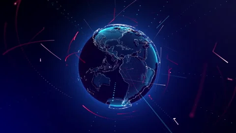 Planet geometric future perspective abstract digital network Stock Footage 301899675