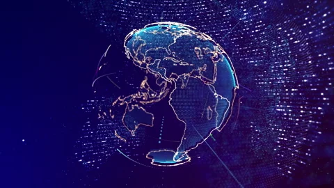 Planet geometric future perspective abstract digital network Stock Footage 301900021