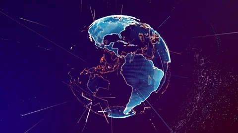 Planet geometric future perspective abstract digital network Stock Footage 301900164