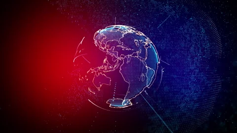 Planet geometric future perspective abstract digital network Stock Footage 301900173