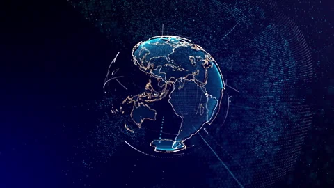 Planet geometric future perspective abstract digital network Stock Footage 301900192