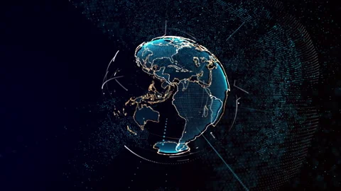 Planet geometric future perspective abstract digital network Stock Footage 301900455