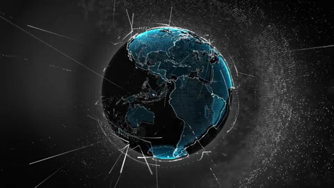 Planet geometric future perspective abstract digital network Stock Footage 301900592