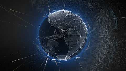 Planet geometric future perspective abstract digital network Stock Footage 301900661
