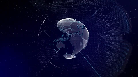 Planet geometric future perspective abstract digital network Stock Footage 301900914