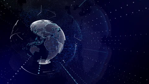 Planet geometric future perspective abstract digital network Video stock 301900922
