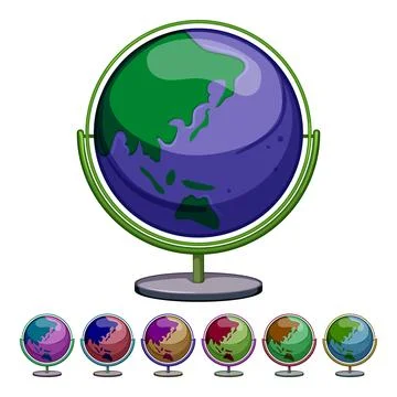 Planet globe cartoon vector graphic sign color Stock Illustration