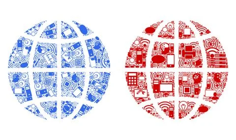 Planet Globe Composition Icons for BigData 스톡 일러스트