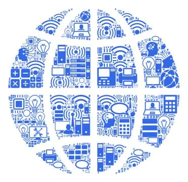 Planet Globe Mosaic Icon for BigData and Computing 스톡 일러스트