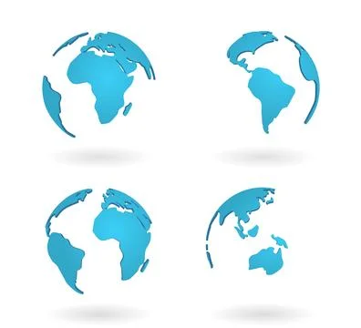Planet globe world vector earth map. Modern vector concept blue continent of  Stock Illustration