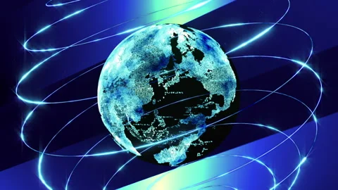 Planet Glow on lines Blue Loop Stock Footage 139213361