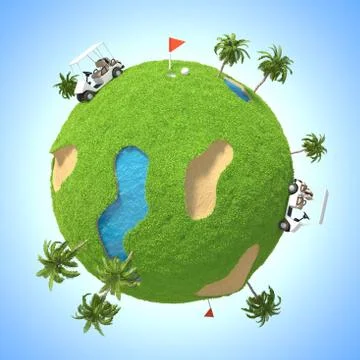 Planet Golf 3D Stock Illustration