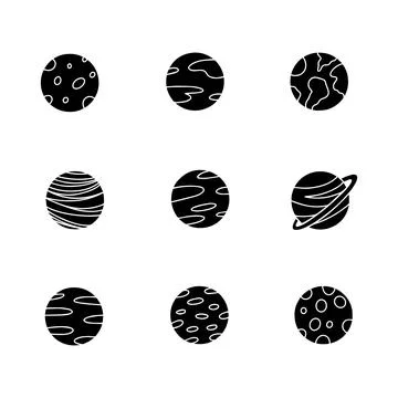 Planet hand drawn solid icon vector illustration Stock Illustration
