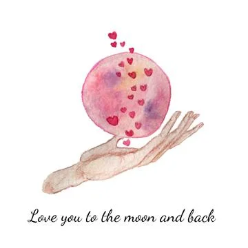 Planet with hearts in a hand Stock Illustration