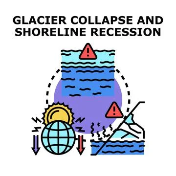 Planet heating causing glacier melting and rising water Stock Illustration