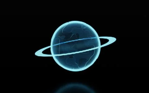 Planet with hologram figure, 3d rendering. Stock Illustration