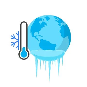 Planet in ice. Vector illustration on withe background. Isolated. Illustrazione stock