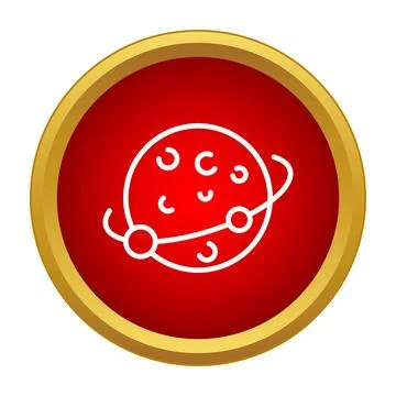 Planet icon in red push button style Illustrazione stock