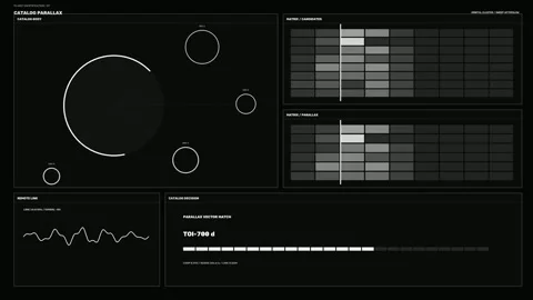 Planet Identification HUD with Orbital Parallax Stock-Footage 342285652