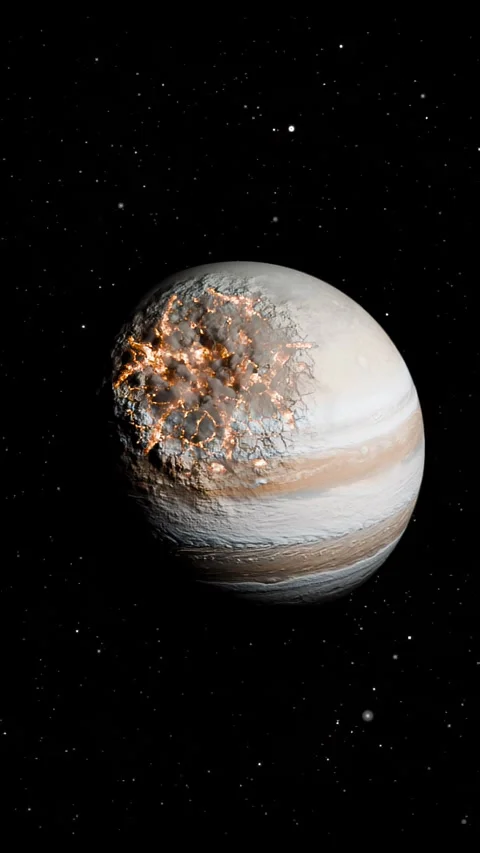 A planet Implodes in the Space Stockbeeldmateriaal 276411964