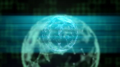 A planet inside of another planet, charging from a source of energy. Stock Footage 121921607