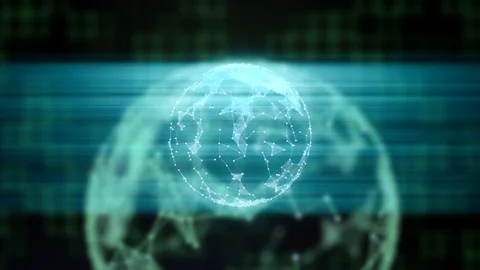 A planet inside of another planet, charging from a source of energy. Stock Footage 121935147