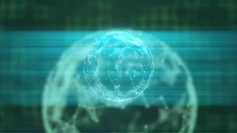 A planet inside of another planet, charging from a source of energy, looking as Video stock 121936401
