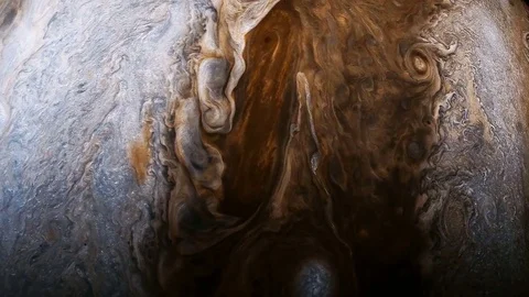 The Planet Jupiter and its Stormy Atmosphere Stock Footage 76168656