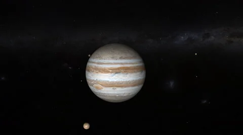 Planet Jupiter with moons 4K. Approach the planet. Stock Footage 51462114